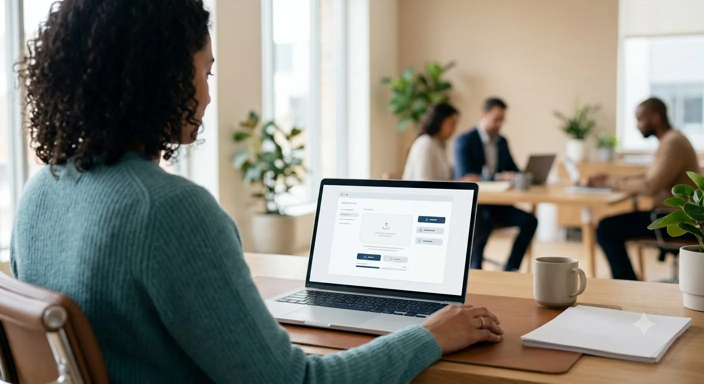 Uploading a document for certified translation on a laptop with CertiDoc