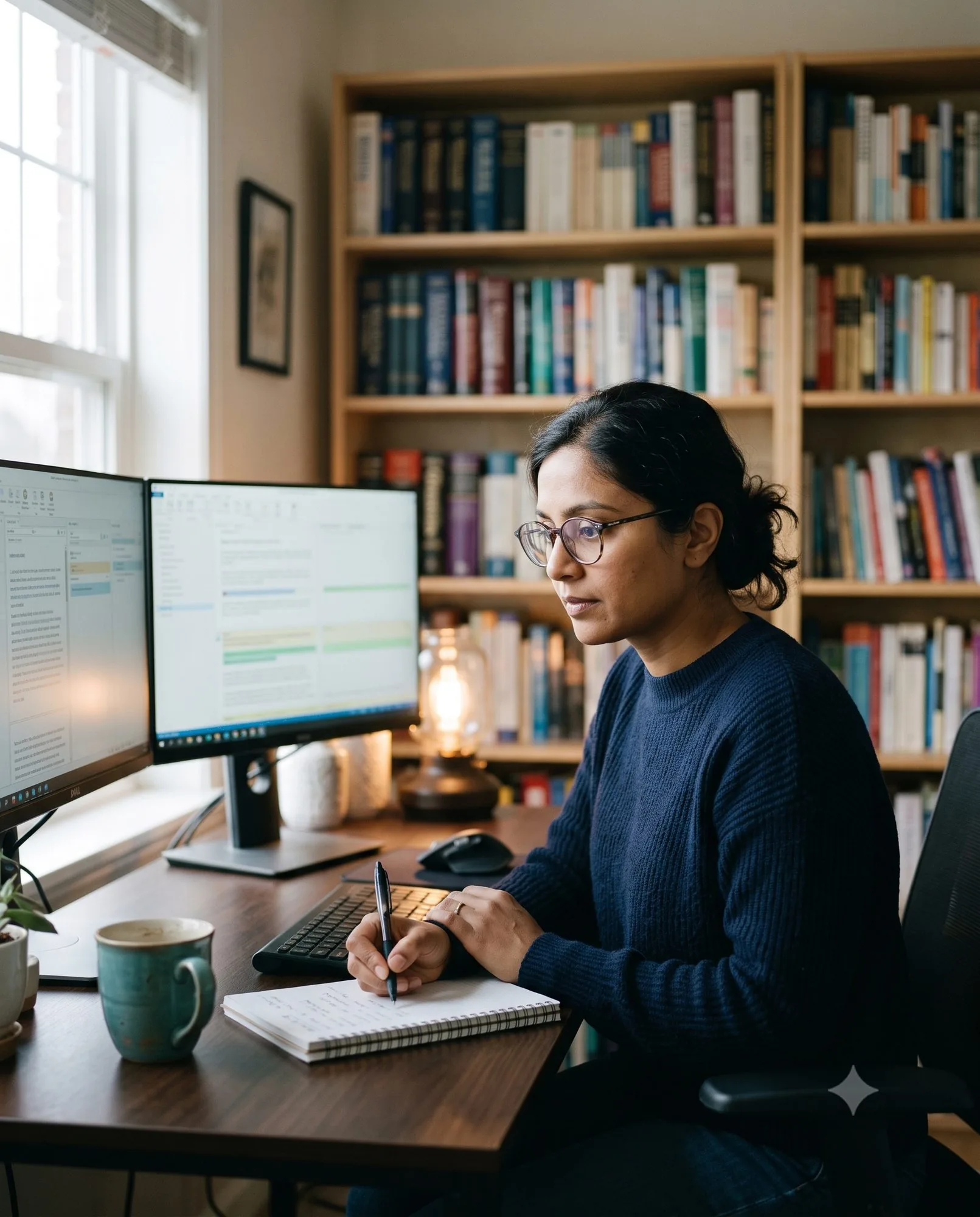 Professional linguist translating business documents